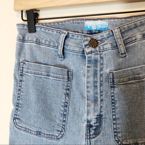 MUMU Blue Cropped Farrah Trouser retro high waist - Picture 5 of 12